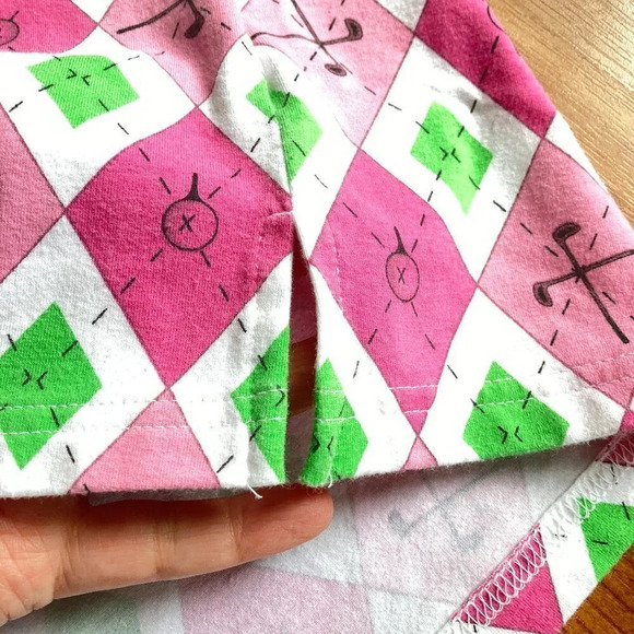 ALLYSON Whitmore Golf Polo Pink, White & Green Pattern w Golf Tees and Clubs, PL - Picture 11 of 11